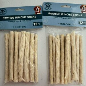 NEW SET OF 2 Rawhide Munchies Sticks For Dogs Chews 12pc per pack (24 Total)